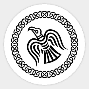 raven of odin viking knotwork black Sticker